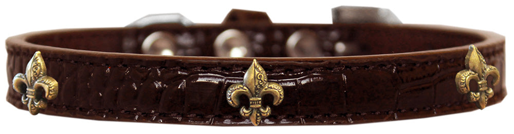 Dog, Puppy & Pet Designer Croc Widget Collar, "Bronze Fleur De Lis"-8