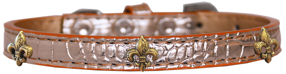 Dog, Puppy & Pet Designer Croc Widget Collar, "Bronze Fleur De Lis"-9