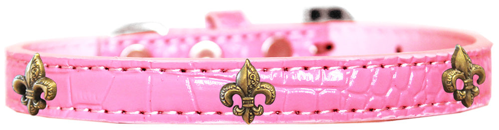 Dog, Puppy & Pet Designer Croc Widget Collar, "Bronze Fleur De Lis"-12