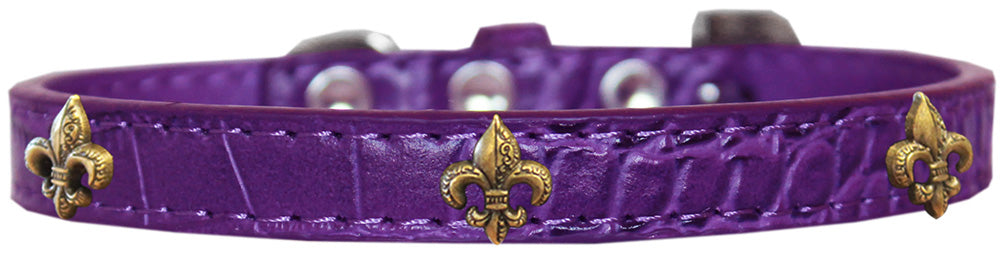 Dog, Puppy & Pet Designer Croc Widget Collar, "Bronze Fleur De Lis"-14