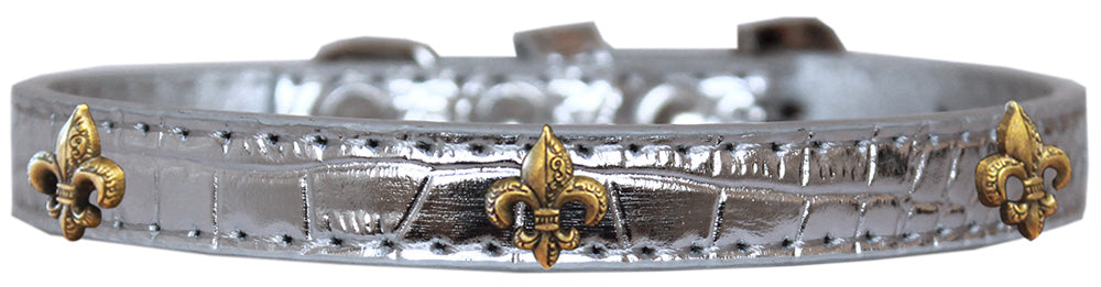 Dog, Puppy & Pet Designer Croc Widget Collar, "Bronze Fleur De Lis"-16