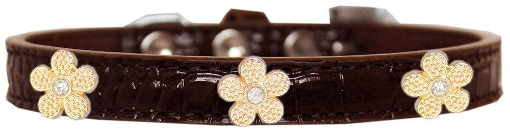 Dog, Puppy & Pet Designer Croc Widget Collar, "Gold Flowers"-5