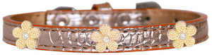 Dog, Puppy & Pet Designer Croc Widget Collar, "Gold Flowers"-6