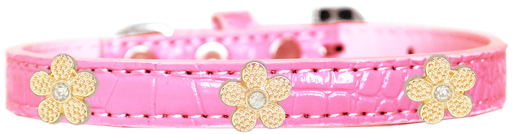 Dog, Puppy & Pet Designer Croc Widget Collar, "Gold Flowers"-9