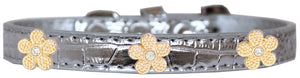 Dog, Puppy & Pet Designer Croc Widget Collar, "Gold Flowers"-13