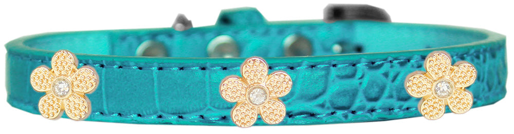 Dog, Puppy & Pet Designer Croc Widget Collar, "Gold Flowers"-14