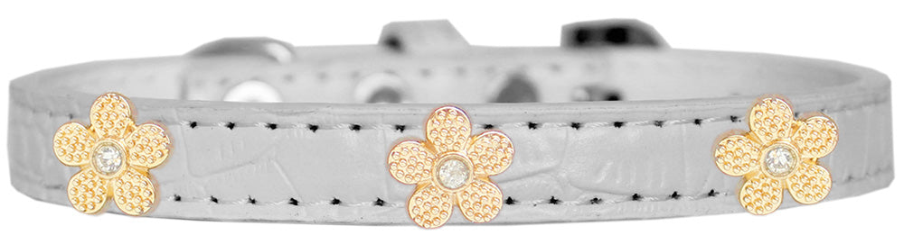 Dog, Puppy & Pet Designer Croc Widget Collar, "Gold Flowers"-15