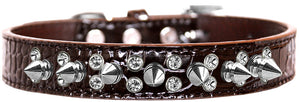 Dog, Puppy and Pet Designer Croc Collar, "Double Crystal & Silver Spikes"-6