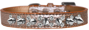 Dog, Puppy and Pet Designer Croc Collar, "Double Crystal & Silver Spikes"-7