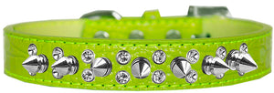 Dog, Puppy and Pet Designer Croc Collar, "Double Crystal & Silver Spikes"-8