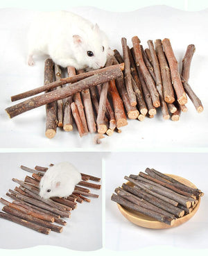 Wooden Bunny Bites: Natural Branch Chewing Snacks For Small Pets-1