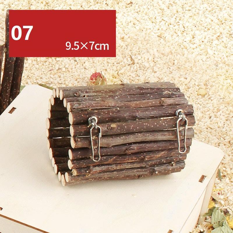 Natural Wood Hamster Playground Swing Fence Toy-11