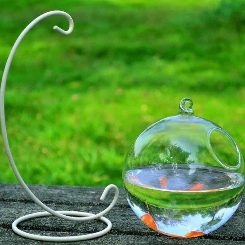 Mini Glass Ball Fish Tank With Hanging Bracket-4