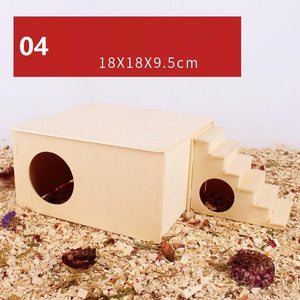 Natural Wood Hamster Playground Swing Fence Toy-4