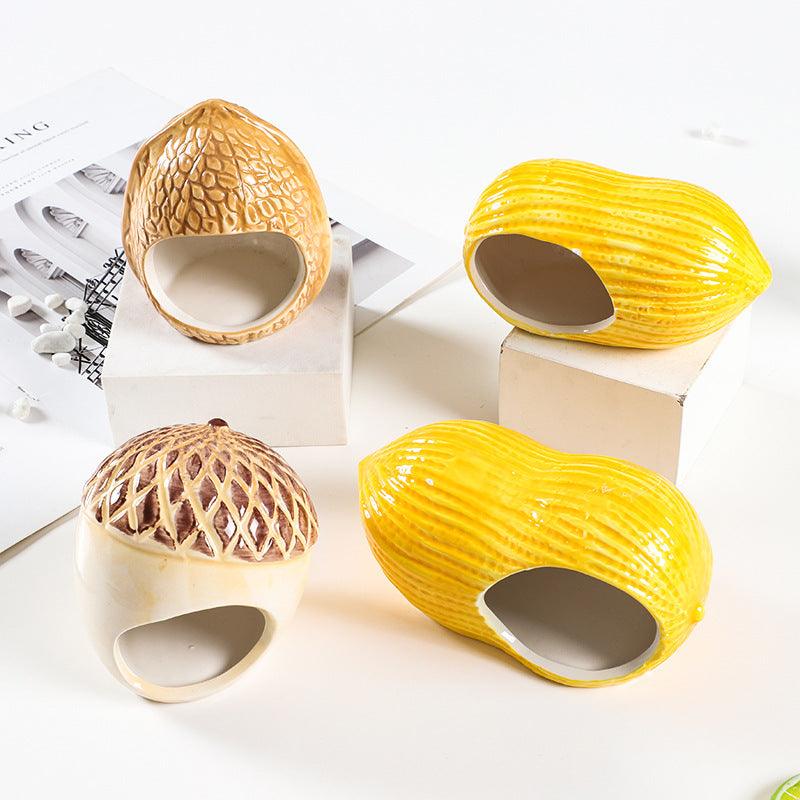 Cozy Nutshell Ceramic Hamster Nest-3