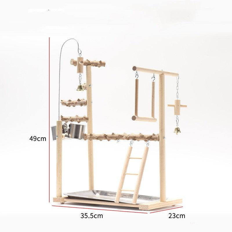 Interactive Bird Playground: Solid Wood Frame With Stand Pole-2