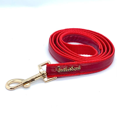 Cherry red leather leash