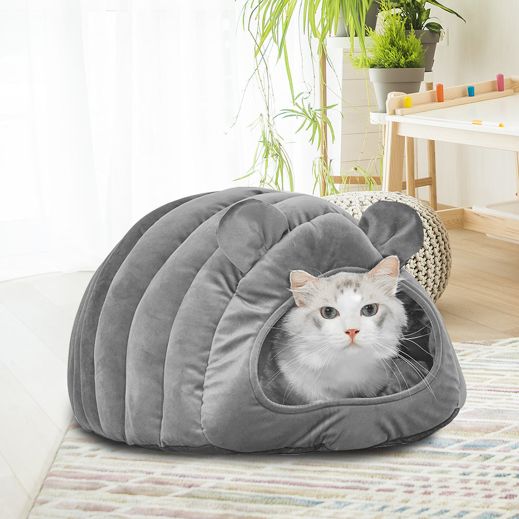 Comfy Cat Cave Igloo Round Nest Grey L-6