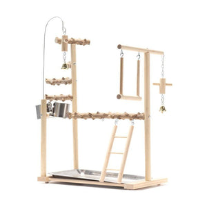 Interactive Bird Playground: Solid Wood Frame With Stand Pole-4