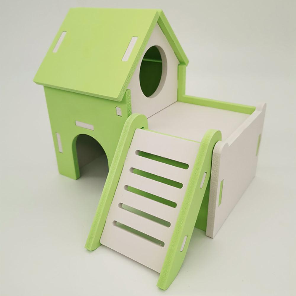 Colorful Double-Storey Hamster Sleeping Nest: A Stylish Wooden Villa Toy For Small Pets-20