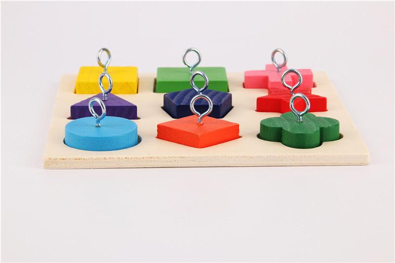 9-Piece Colorful Wooden Block Parrot Training Toy-4