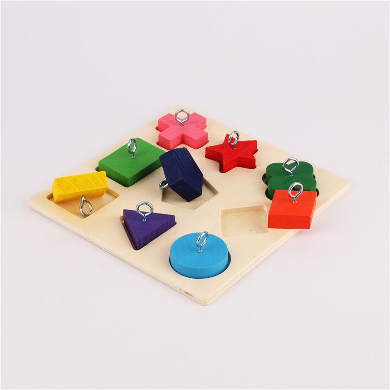 9-Piece Colorful Wooden Block Parrot Training Toy-1