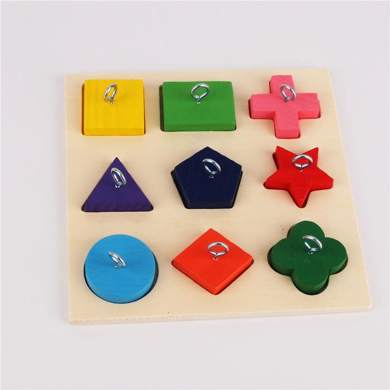 9-Piece Colorful Wooden Block Parrot Training Toy-0