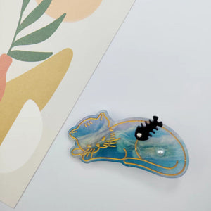 PAWSOME PETS NEW YORK Hand-painted Sleeping Cat Hair Clip all colors | Eco-Friendly-1