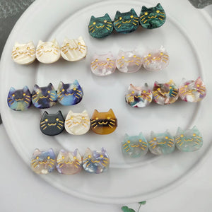 PAWSOME PETS NEW YORK Hand-painted Three Cats Together Hair Clip all colors | Eco-Friendly-2