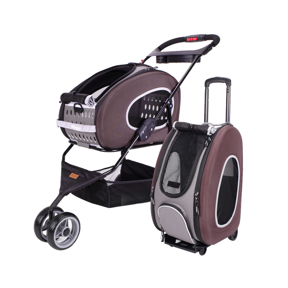 Ibiyaya 5-in-1 Combo Pet Carrier & Stroller - Chocolate-0