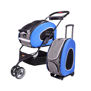 Ibiyaya 5-in-1 Combo Pet Carrier & Stroller - Blue-0