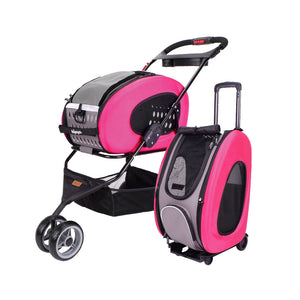 Ibiyaya 5-in-1 Combo Pet Carrier & Stroller - Hot Pink-0