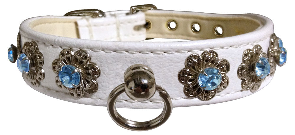 Dog, Puppy & Pet Collar, "Starlite Crystal Flower"-10