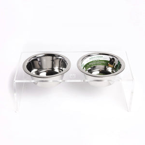 Acrylic Double Feeder - Clear-0