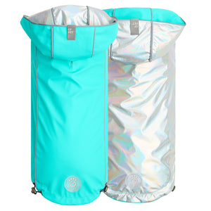 Reversible Raincoat - Neon Aqua with Iridescent-0