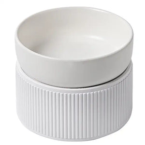 Pre Order - HOPD Ribbed Elevated Ceramic Single Bowl in White-0