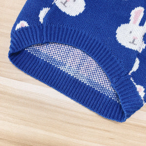 Rabbit Print Dog Sweater - Blue-5