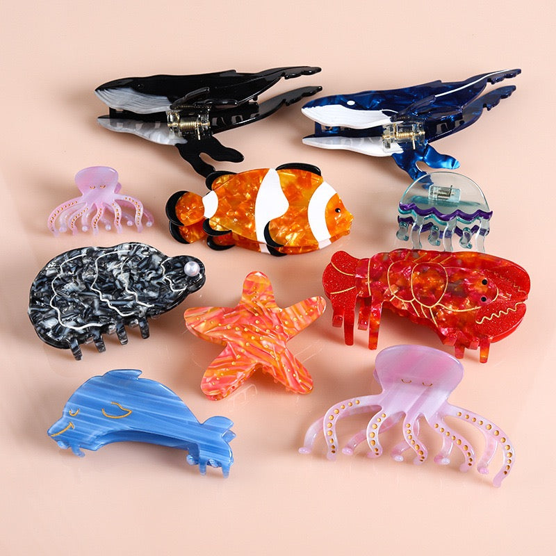 PAWSOME PETS NEW YORK Hand-painted OCEAN Claw Hair Clip #8 | Eco-Friendly-1