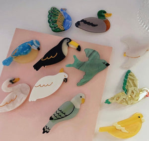 PAWSOME PETS NEW YORK Hand-painted BIRDS COLLECTION Hair Clip # 1 | Eco-Friendly-1