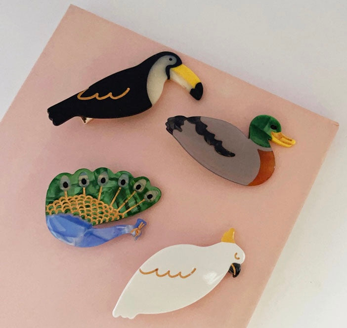 PAWSOME PETS NEW YORK Hand-painted BIRDS COLLECTION Hair Clip # 6 | Eco-Friendly-1