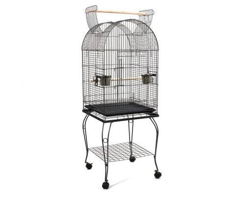 Pet Bird Cage with Stainless Steel Feeders-0