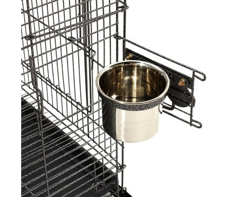 Pet Bird Cage with Stainless Steel Feeders-1