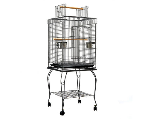 Pet Bird Cage with Stainless Steel Feeders-0