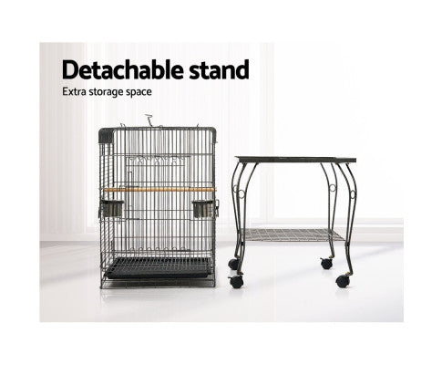 Pet Bird Cage with Stainless Steel Feeders-6