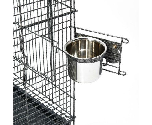 Pet Bird Cage with Stainless Steel Feeders-3