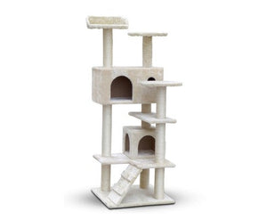 134cm Multi Level Cat Post in Beige-0