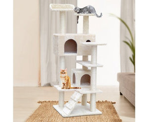 134cm Multi Level Cat Post in Beige-4