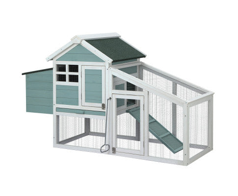 Modern Wooden Outdoor Rabbit Run Enclosure in Mint-0