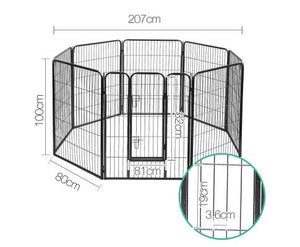 Pet 8 Panel Portable Pet Playpen Crate Enclosure 100cm-1