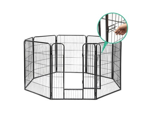 Pet 8 Panel Portable Pet Playpen Crate Enclosure 100cm-2